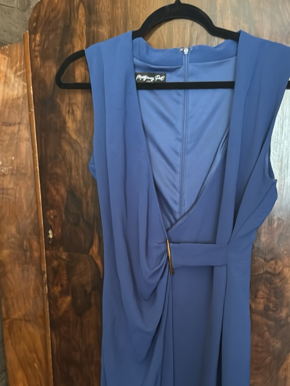 Milly Deep Teal Draped V-Neck Sleeveless Dress